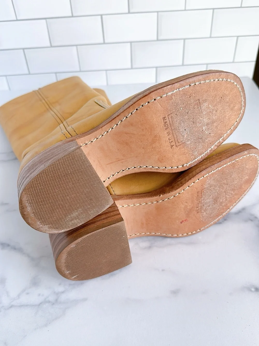 Frye Tall 14L Leather Riding Campus Boots in Banana - Picture 8 of 11